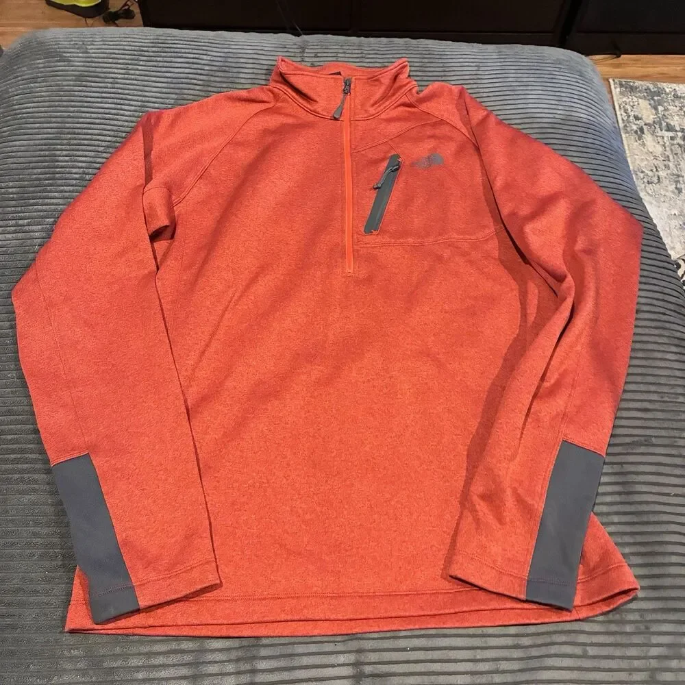 The North Face Canyonlands Pullover Mens L Orange 1/4 Zip Hiking Camping Gorp